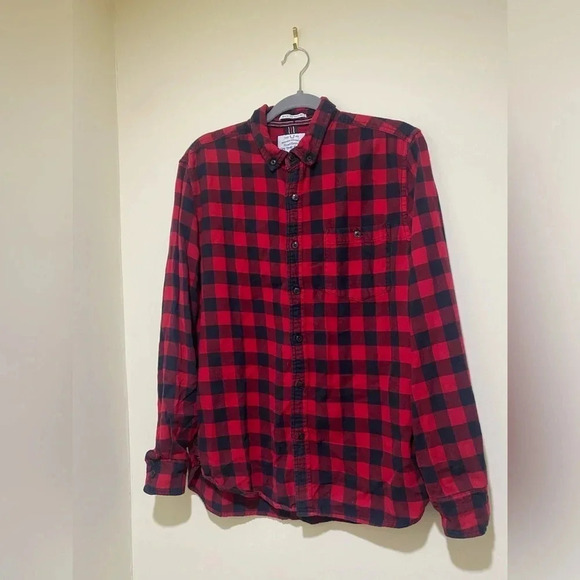 On The Road Black 100% Cotten Black and Red Flannel men’s Shirt size medium - Picture 4 of 12